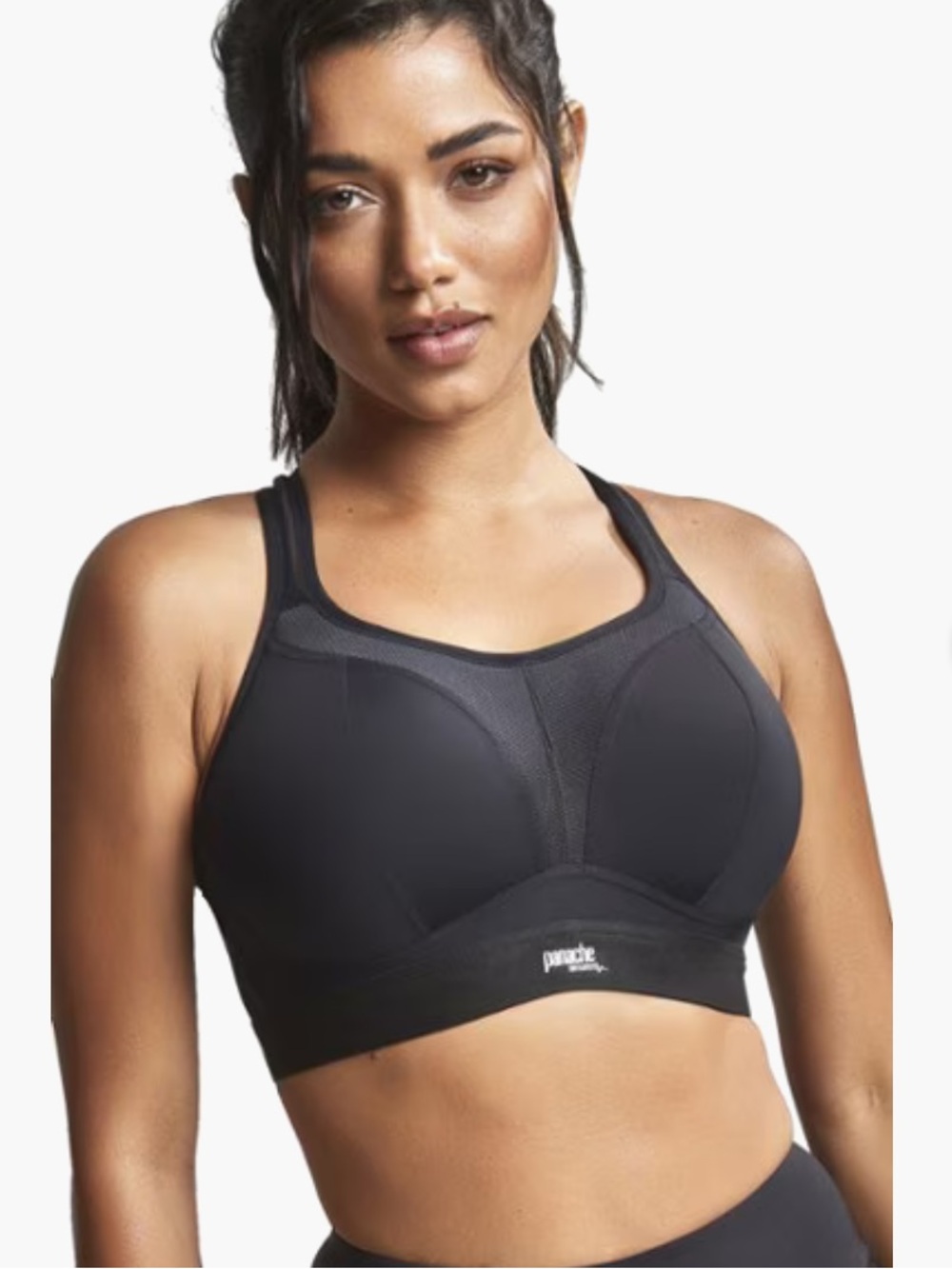 Panache Power Underwire High Impact Sports Bra 5021 EUC Solid Black UK 32GG